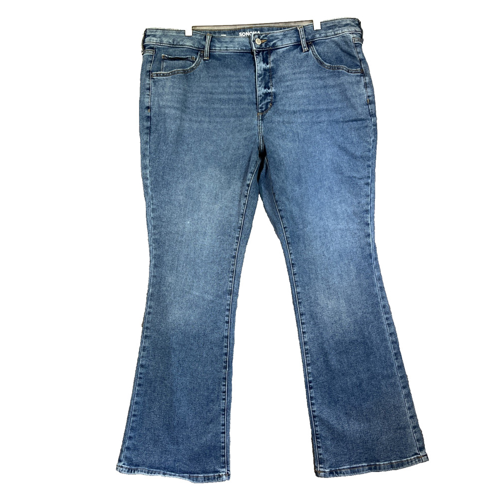 Sonoma Jeans Womens 20W Blue Medium Wash Bootcut Stretch Denim 31" Inseam